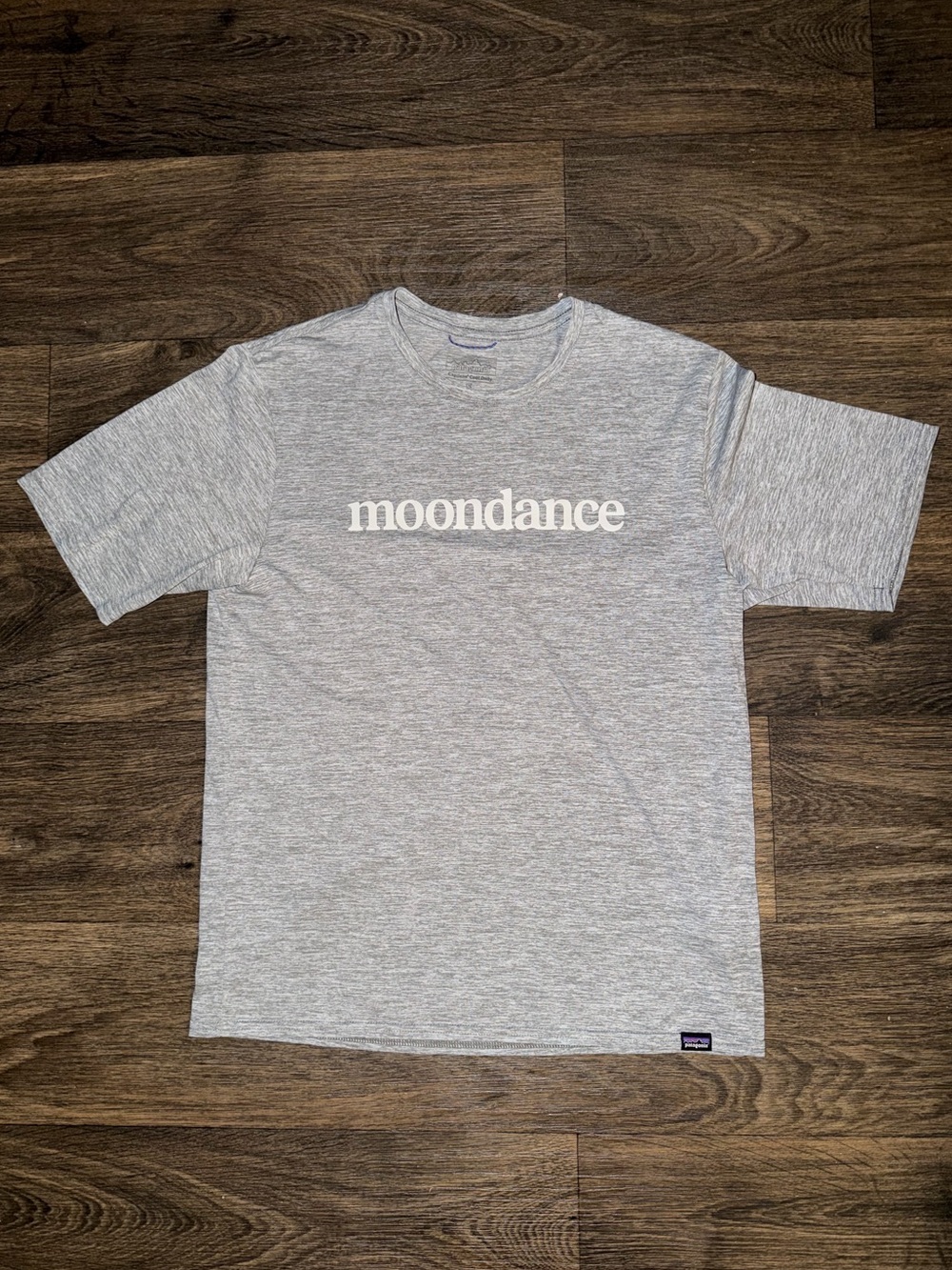 Patagonia Capilene Cool Daily Gray Moondance Logo Short Sleeve Tee Size Small
